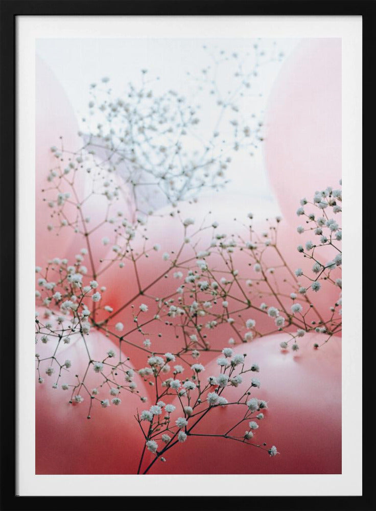 Delicate Blooms and Pink Balloons | Poster