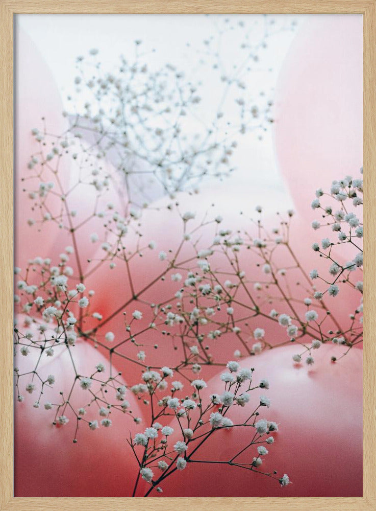 Delicate Blooms and Pink Balloons | Poster