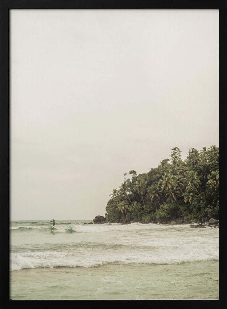 Tranquil Beach Scene With Lush Palm Trees | Poster