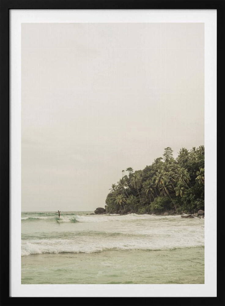 Tranquil Beach Scene With Lush Palm Trees | Poster
