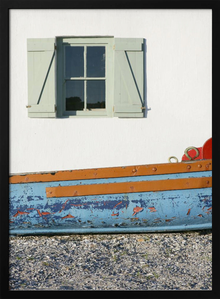 Pastel Hued Window With Shutters | Poster