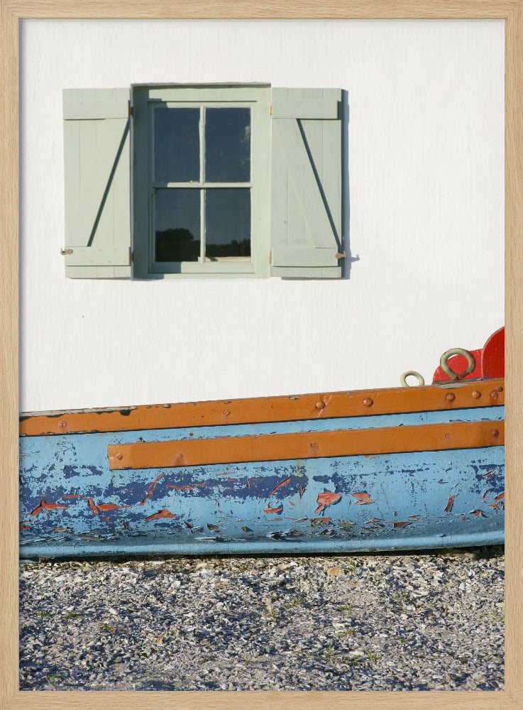 Pastel Hued Window With Shutters | Poster