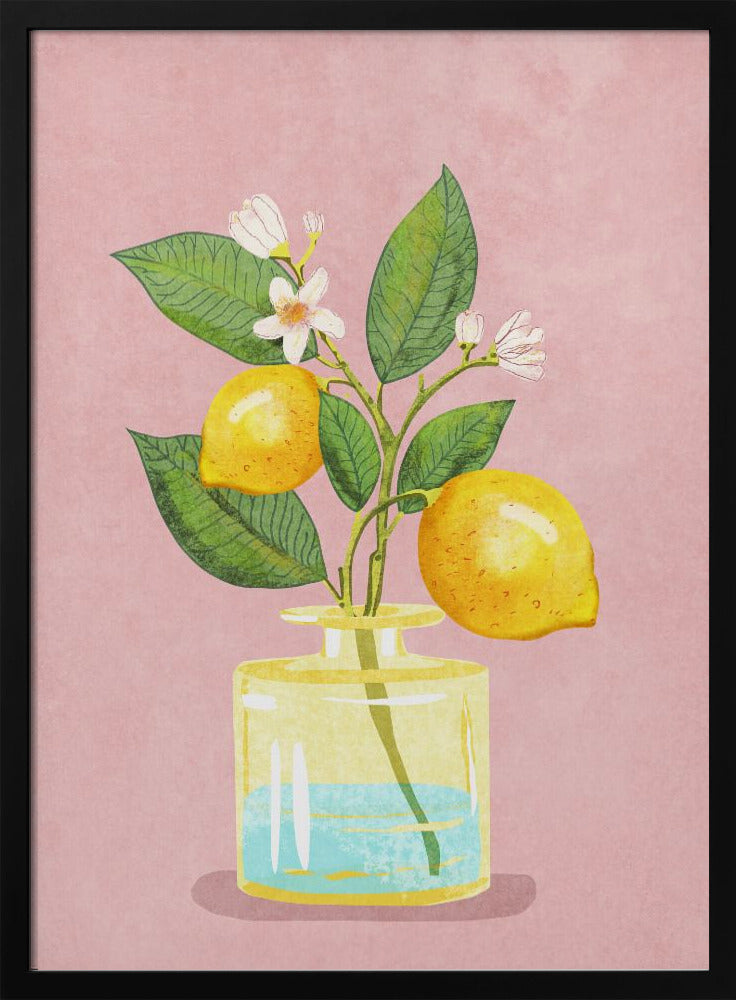 Lemon Bunch In Vase | Poster