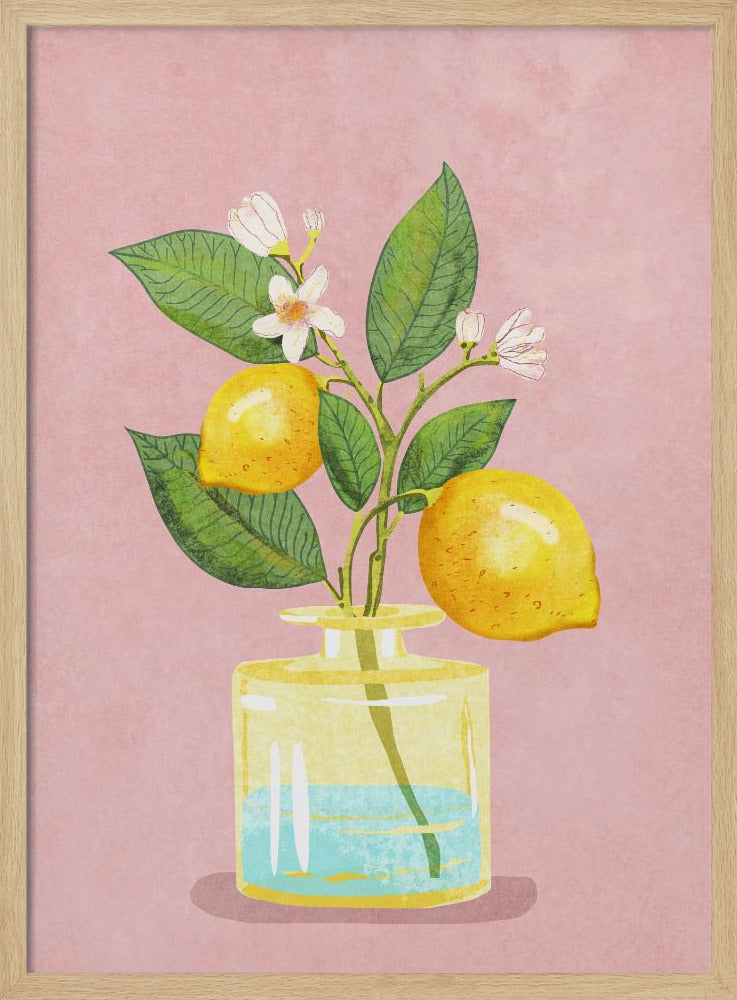 Lemon Bunch In Vase | Poster