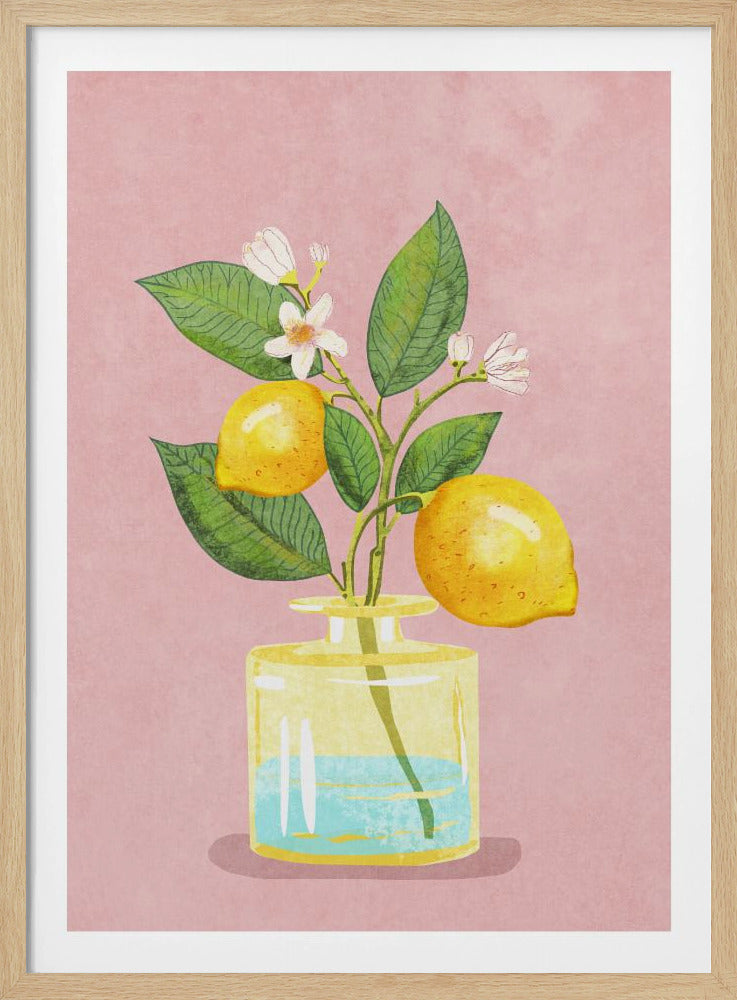 Lemon Bunch In Vase | Poster