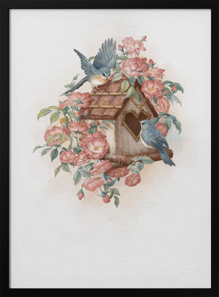 Bird House and rose | Poster