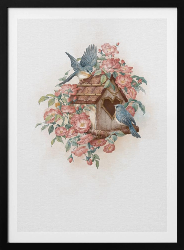 Bird House and rose | Poster