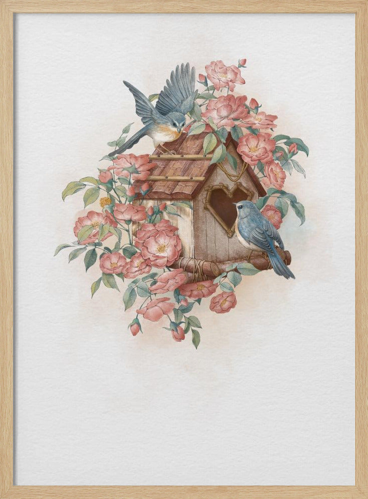 Bird House and rose | Poster