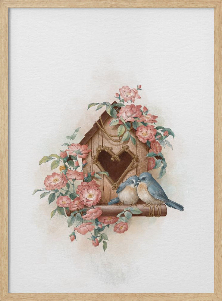 Bird House and rose | Poster