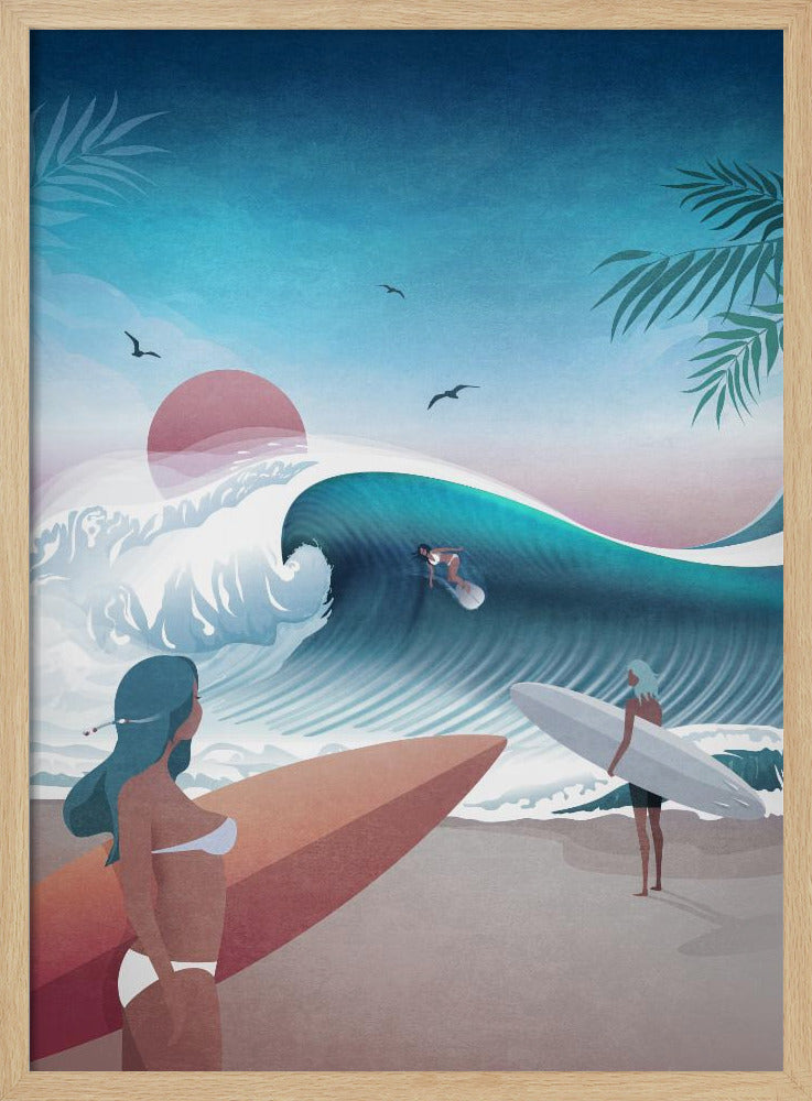 Sunset Surfing Scene | Poster