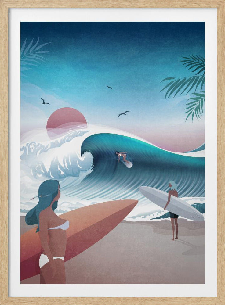 Sunset Surfing Scene | Poster
