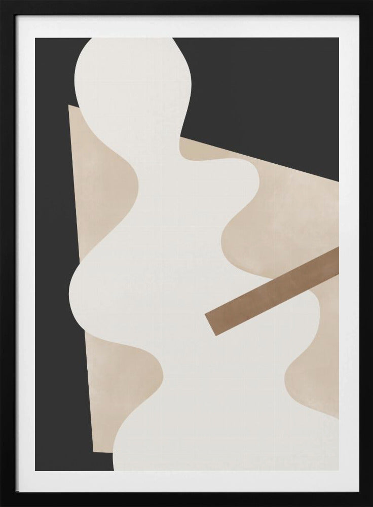 Beige Graphic Curves Art | Poster