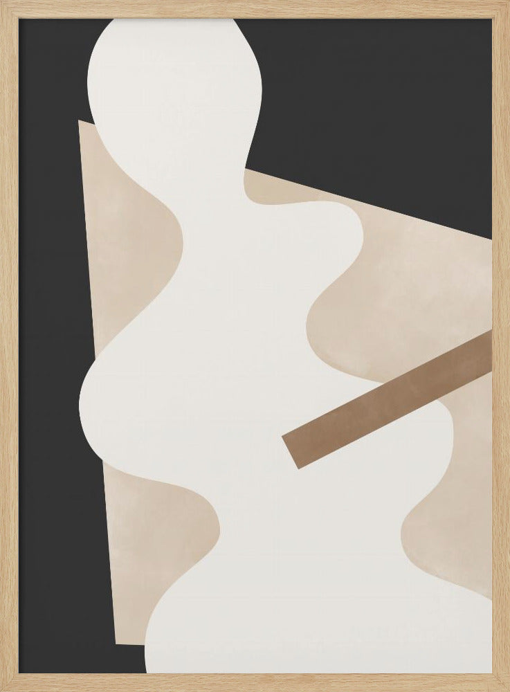 Beige Graphic Curves Art | Poster