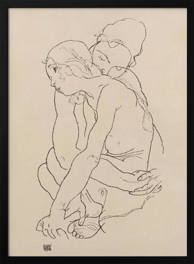 Woman and Girl Embracing 1918 | Poster