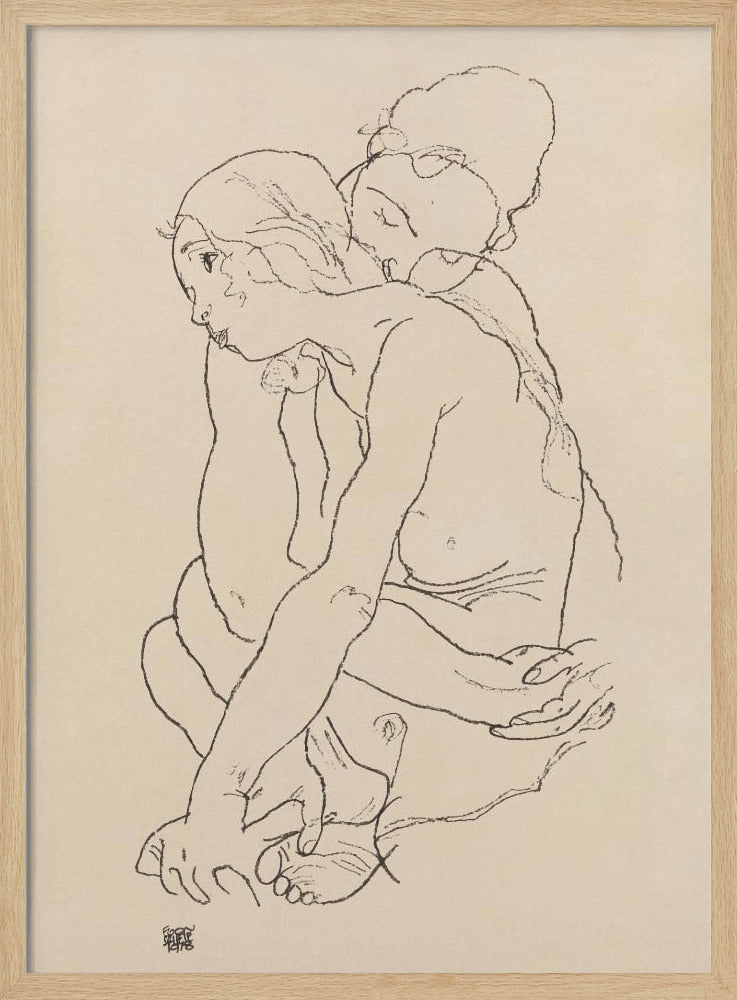 Woman and Girl Embracing 1918 | Poster