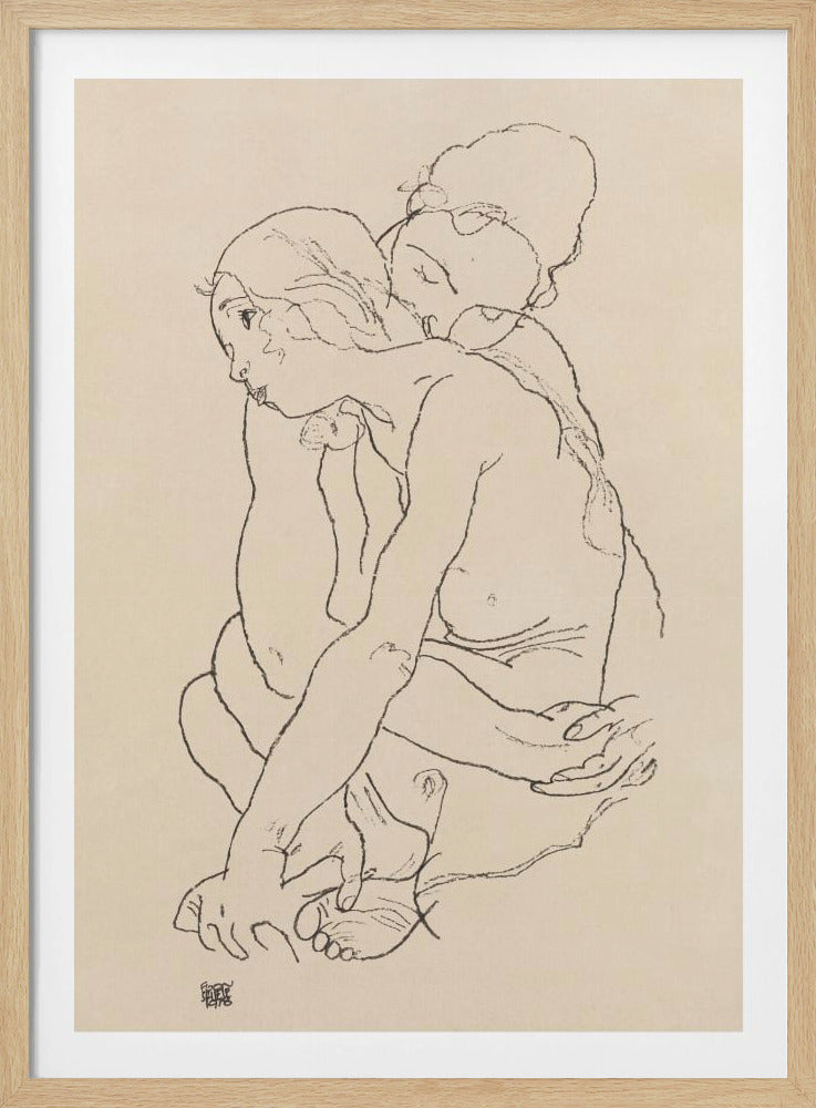 Woman and Girl Embracing 1918 | Poster