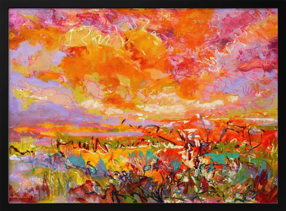 Fiery Sunset Fields | Poster