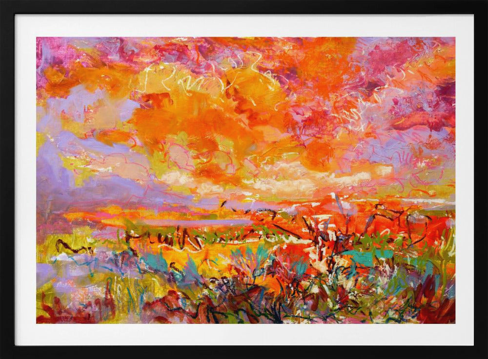 Fiery Sunset Fields | Poster