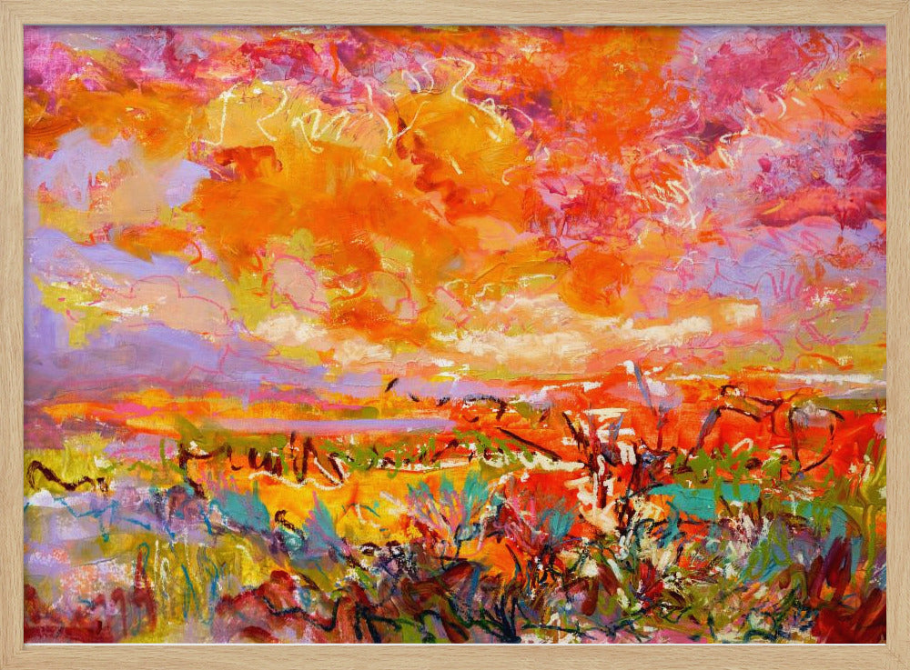 Fiery Sunset Fields | Poster