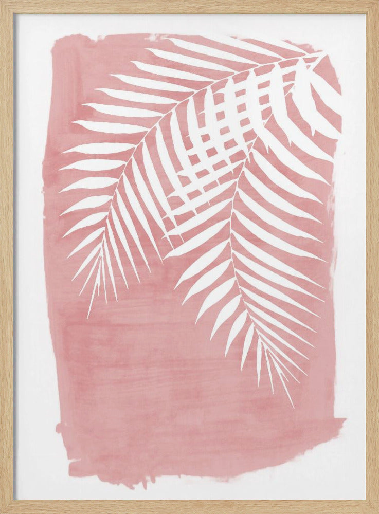 Pink Palm Leaves Foliage Silhouette | Poster