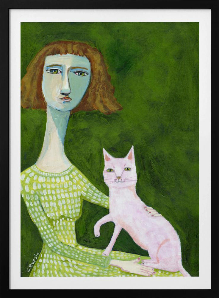 Cat Lady with pink cat | Poster