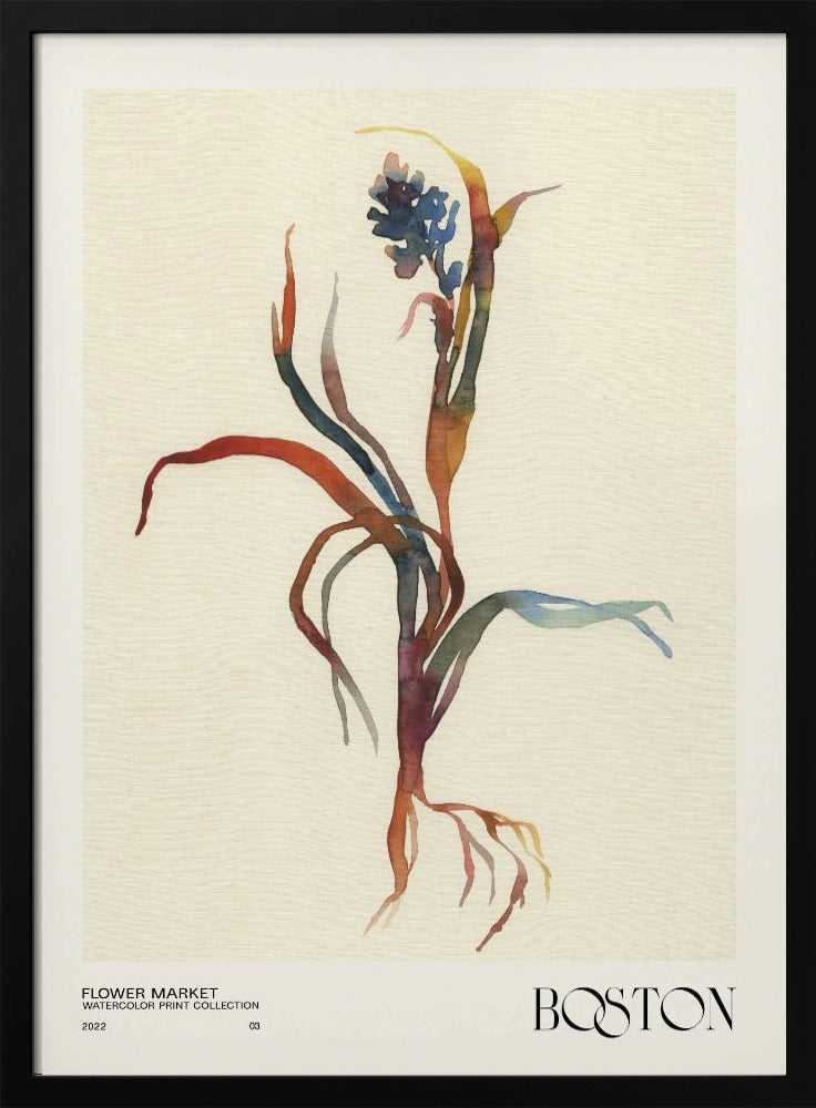 Watercolor print collection. Flower market - Boston | Poster