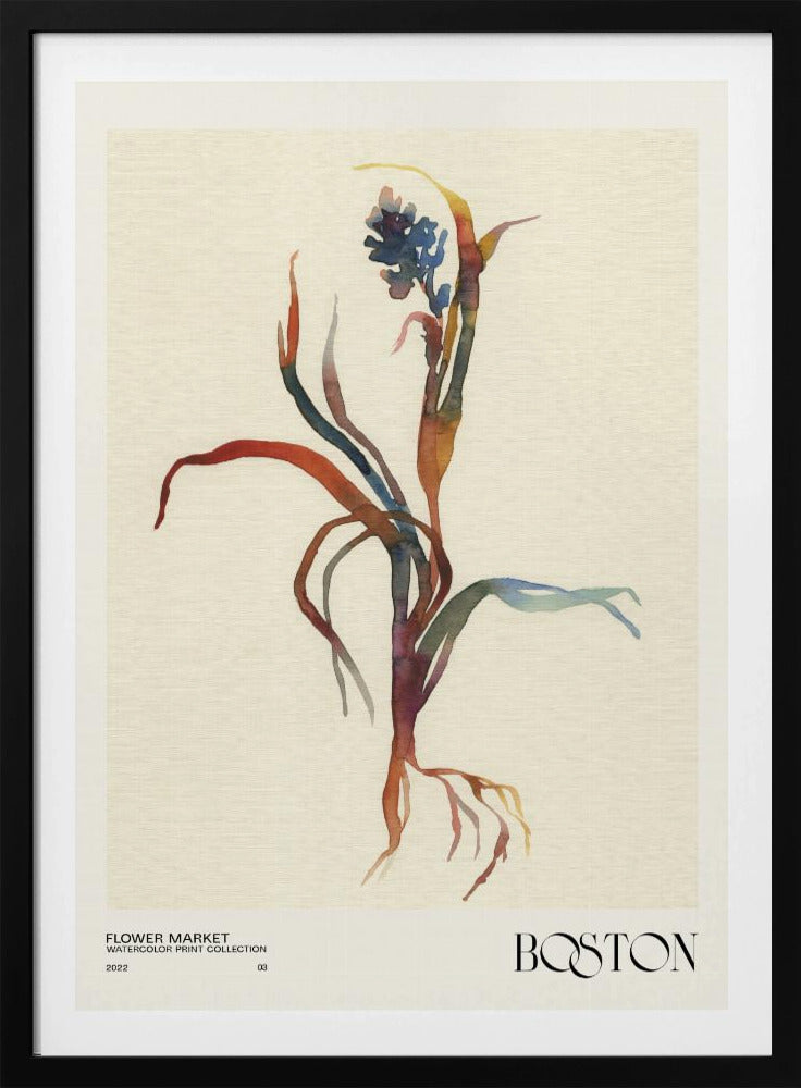 Watercolor print collection. Flower market - Boston | Poster