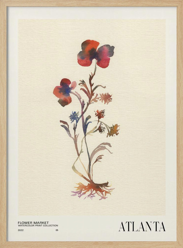 Watercolor print collection. Flower market - Atlanta | Poster