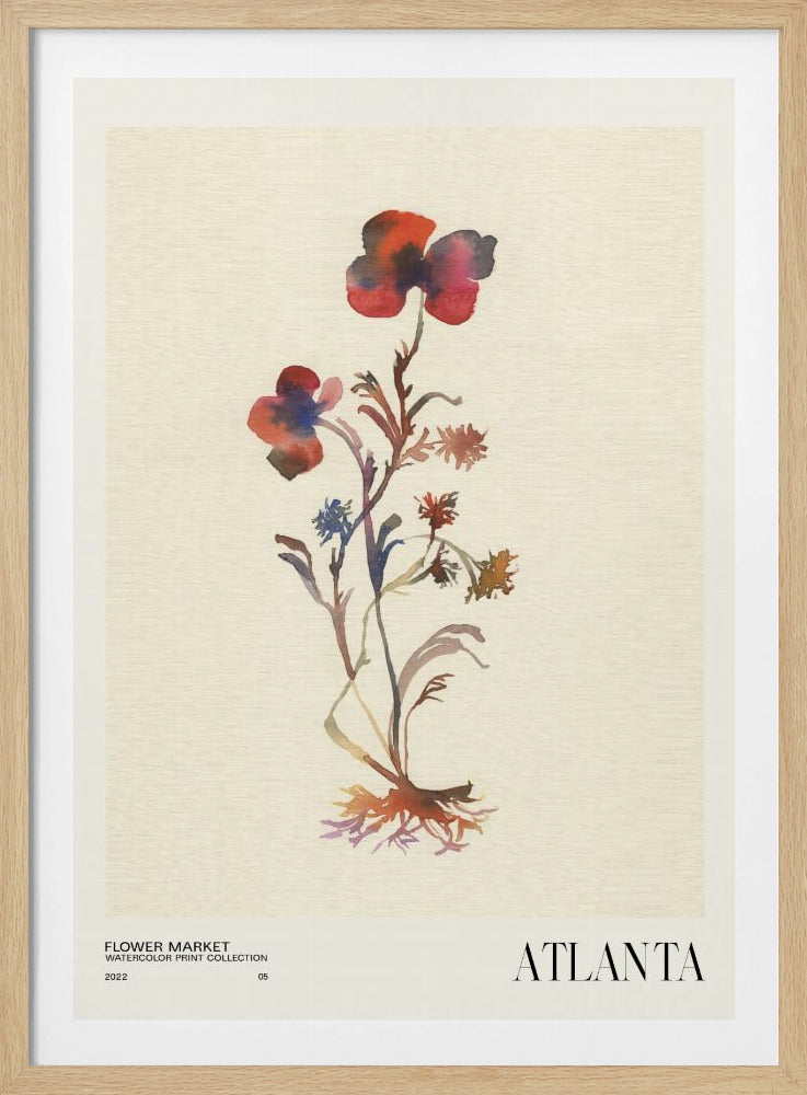 Watercolor print collection. Flower market - Atlanta | Poster
