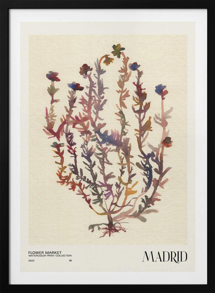 Watercolor print collection. Flower market - Madrid | Poster