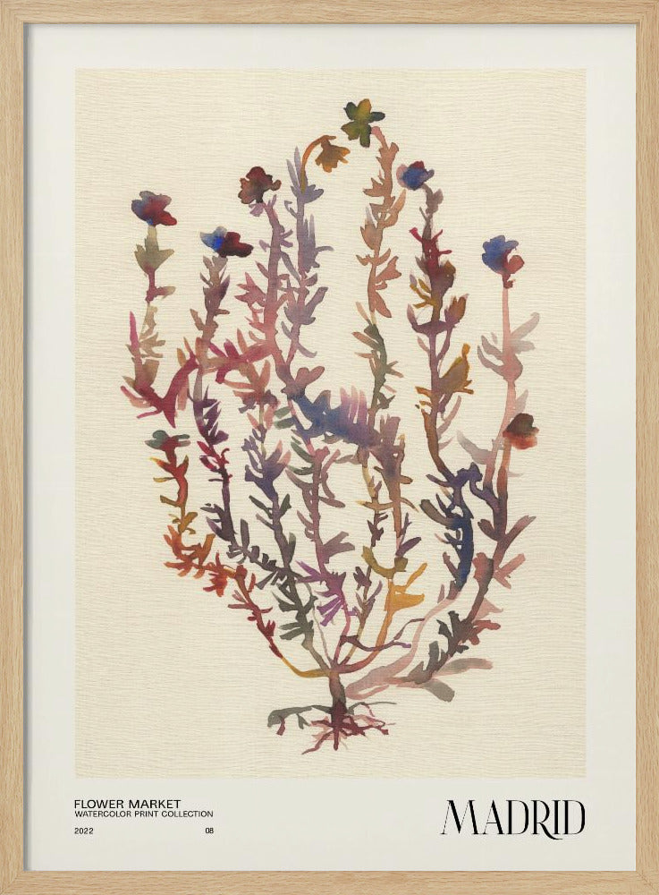 Watercolor print collection. Flower market - Madrid | Poster