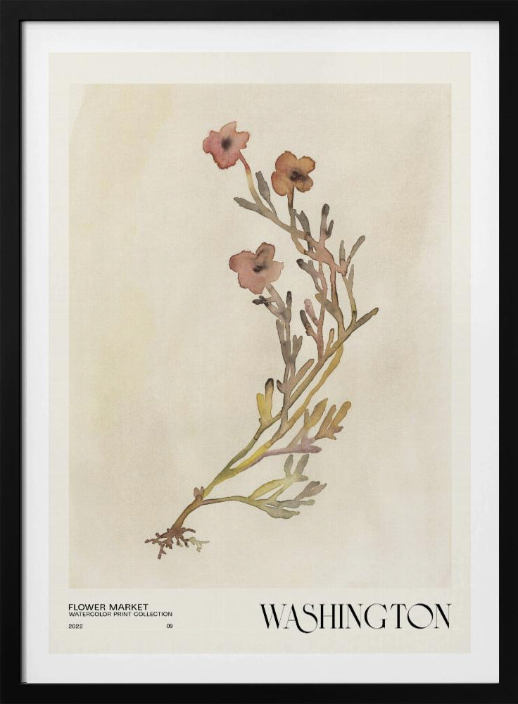 Watercolor print collection. Flower market - Washington | Poster