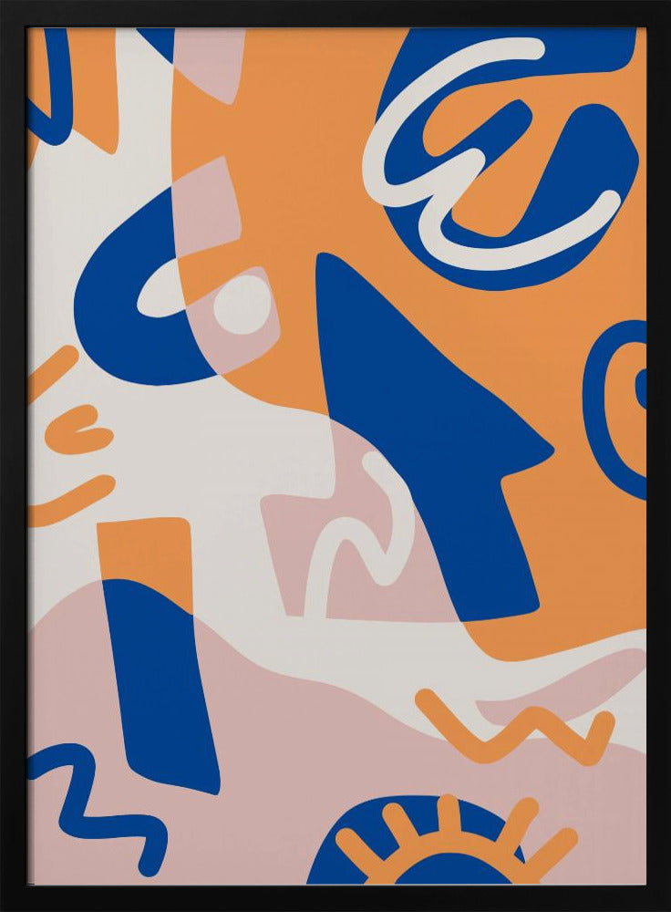 Abstract Shapes In Blue and Orange | Poster