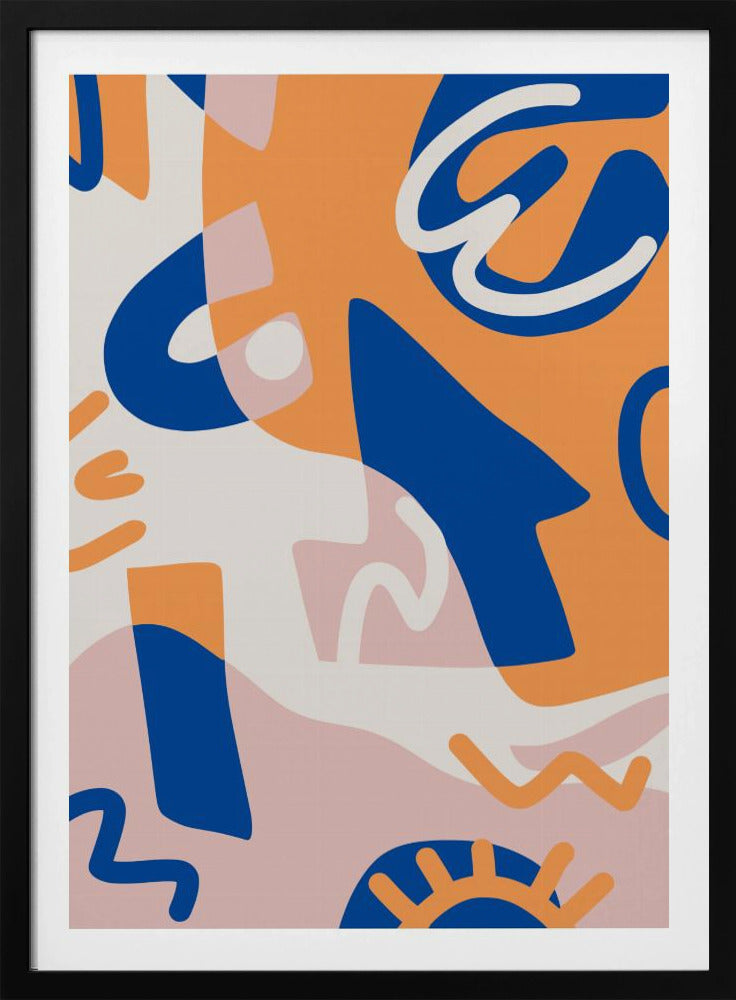 Abstract Shapes In Blue and Orange | Poster