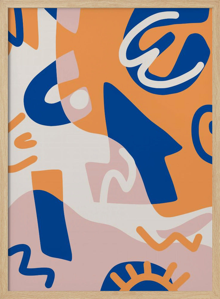Abstract Shapes In Blue and Orange | Poster