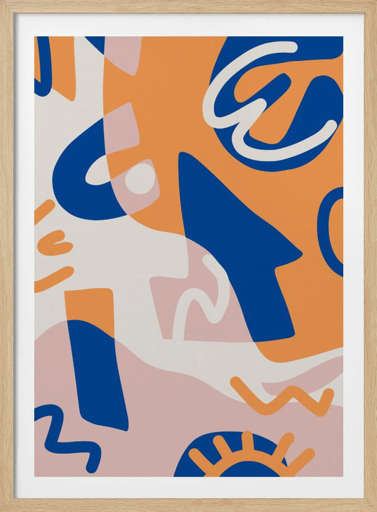 Abstract Shapes In Blue and Orange | Poster
