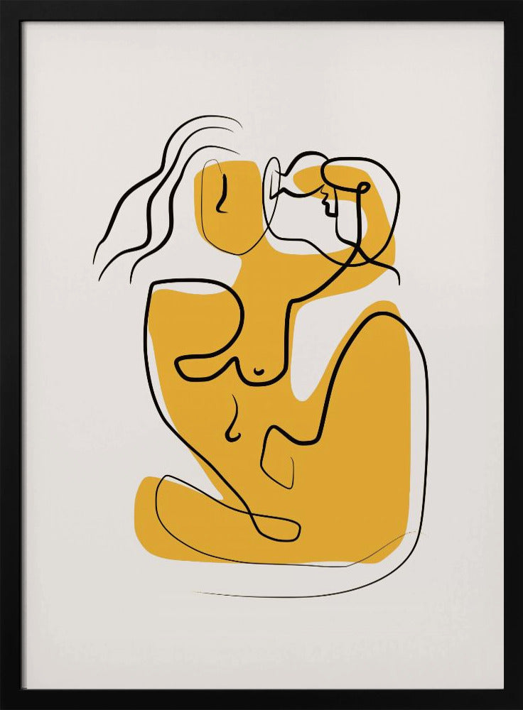 Line Art Nude Blowing Hair | Poster