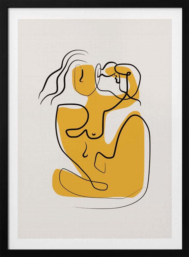Line Art Nude Blowing Hair | Poster