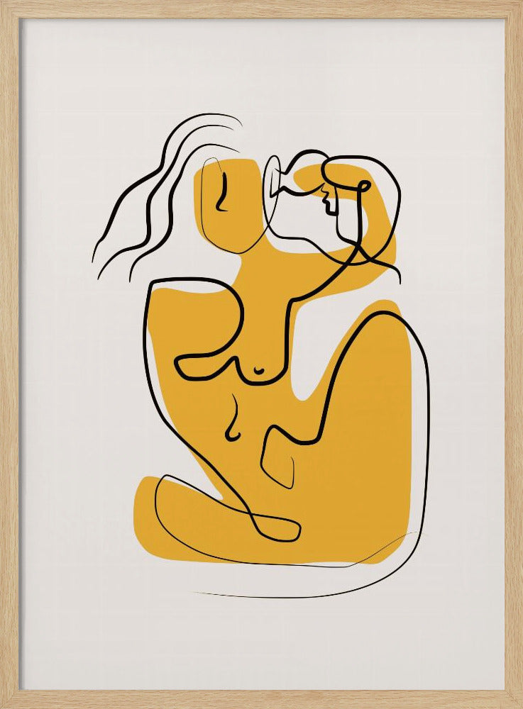 Line Art Nude Blowing Hair | Poster