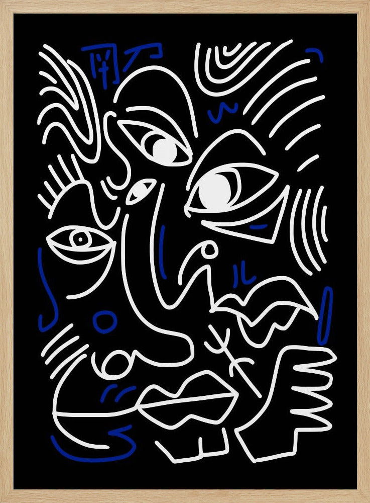 White And Blue Lines On A Black Background | Poster