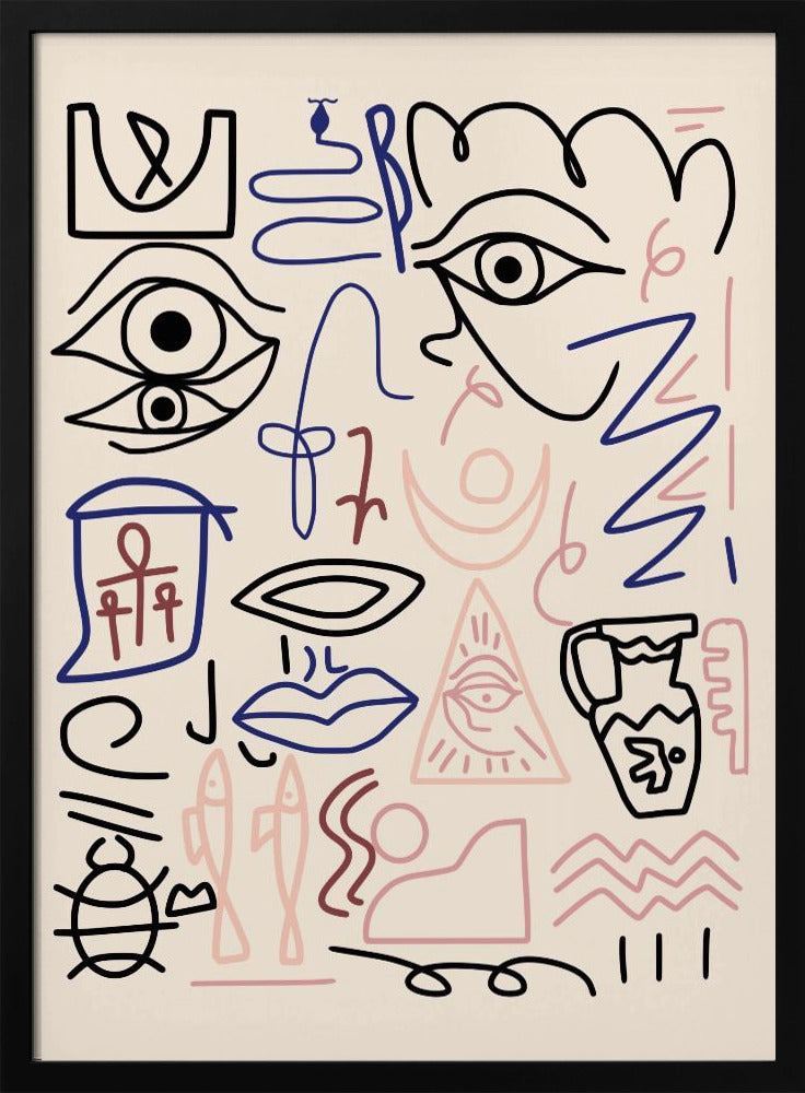 Line Art Cave Drawing | Poster