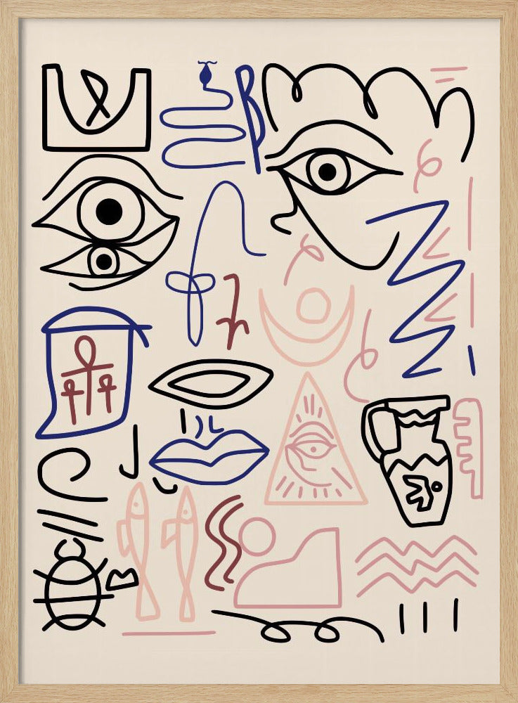 Line Art Cave Drawing | Poster