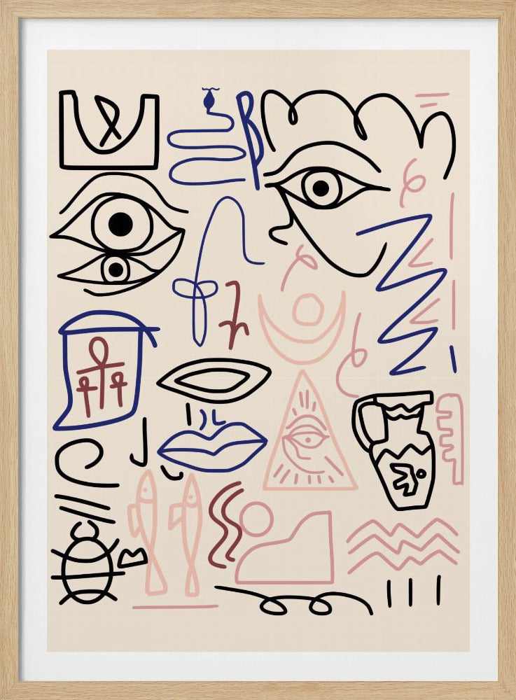 Line Art Cave Drawing | Poster