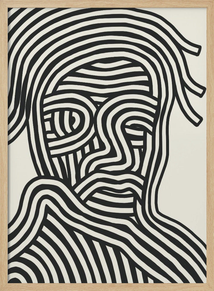 Stylized Human Face With Black Stripes | Poster