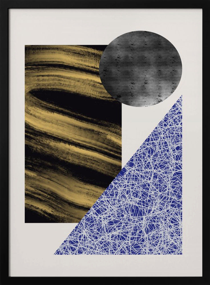 Geometric Shapes With A Black And Gold Textured | Poster