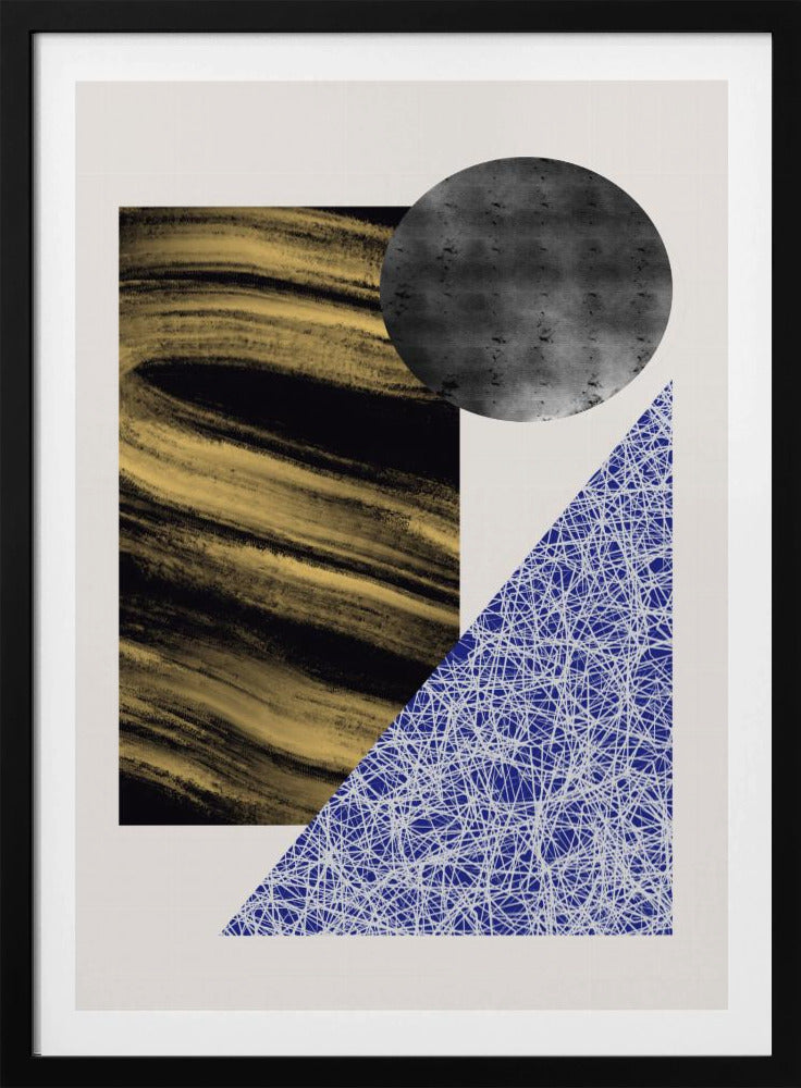 Geometric Shapes With A Black And Gold Textured | Poster