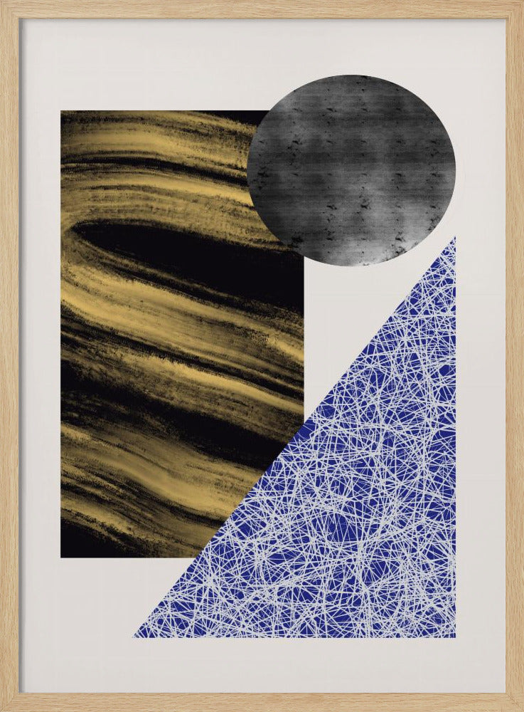 Geometric Shapes With A Black And Gold Textured | Poster