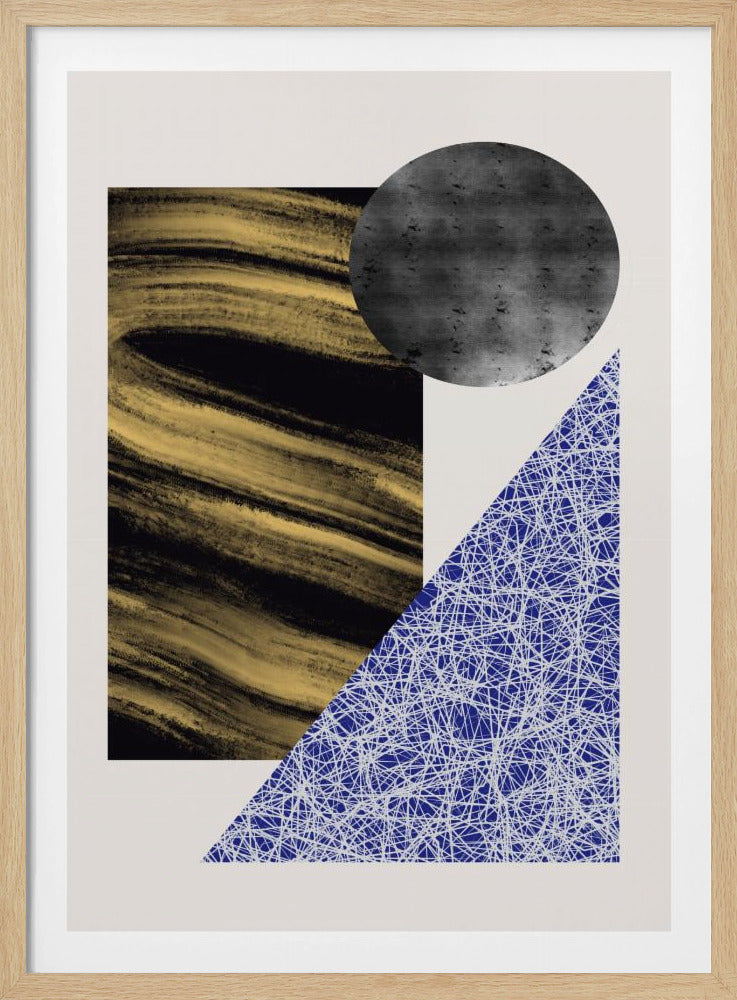 Geometric Shapes With A Black And Gold Textured | Poster