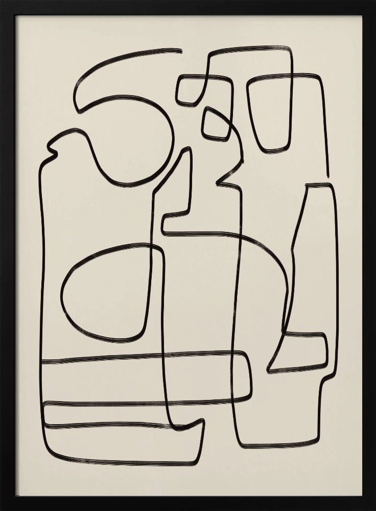 Warm Abstract Line Art Study | Poster