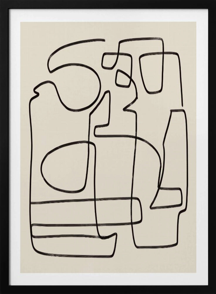 Warm Abstract Line Art Study | Poster